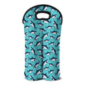 Angry Shark Pattern Print Double Neoprene Wine Tote