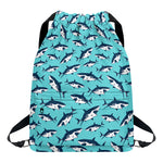 Angry Shark Pattern Print Drawstring Backpack