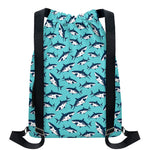 Angry Shark Pattern Print Drawstring Backpack
