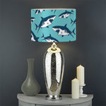 Angry Shark Pattern Print Drum Lamp Shade