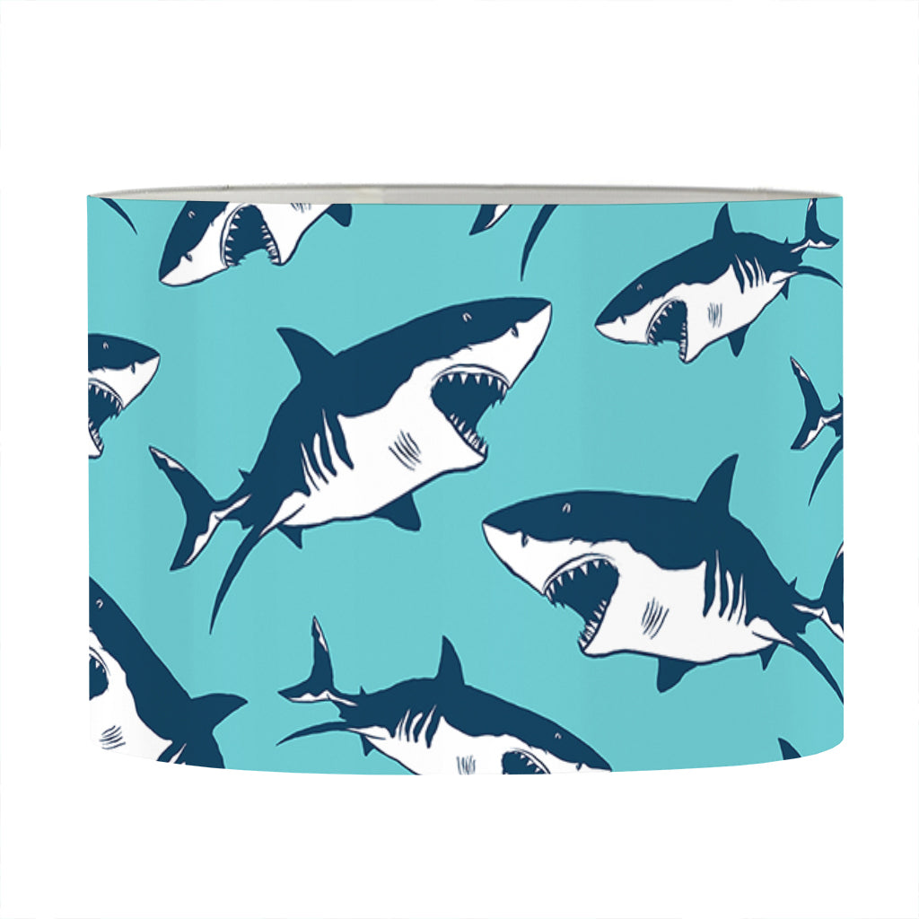 Angry Shark Pattern Print Drum Lamp Shade