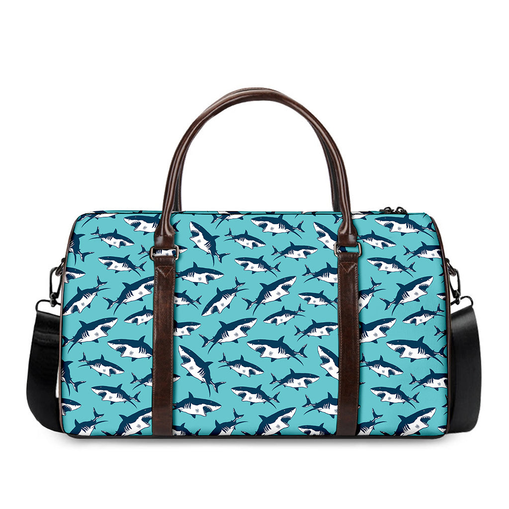 Angry Shark Pattern Print Duffle Bag
