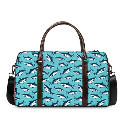 Angry Shark Pattern Print Duffle Bag