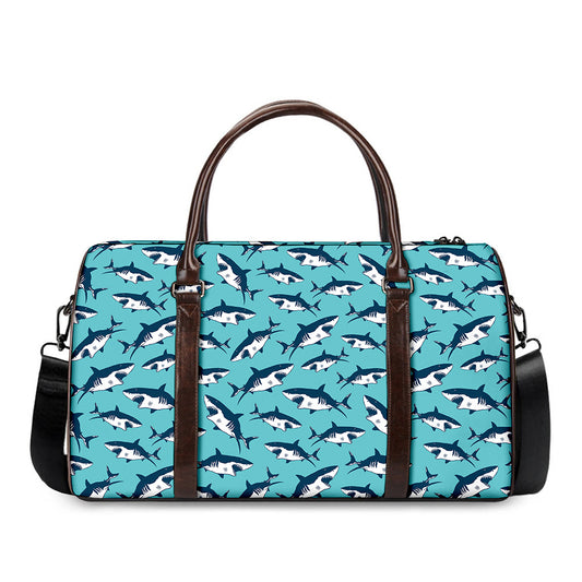 Angry Shark Pattern Print Duffle Bag