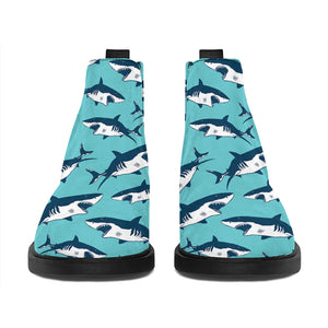 Angry Shark Pattern Print Flat Ankle Boots