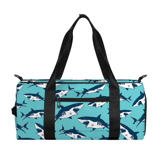 Angry Shark Pattern Print Gym Bag