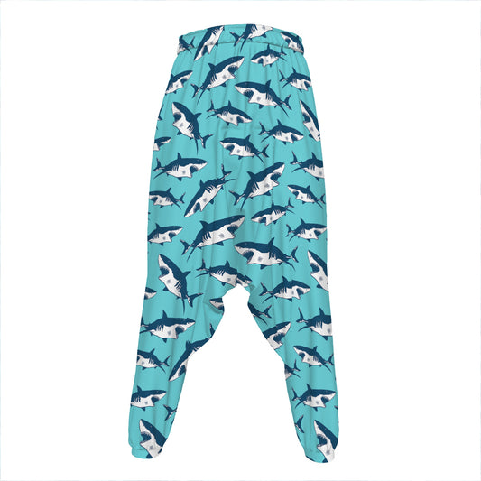 Angry Shark Pattern Print Hammer Pants