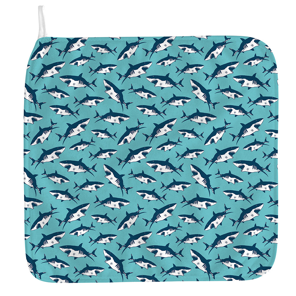 Angry Shark Pattern Print Hand Towel