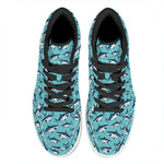 Angry Shark Pattern Print High Top Leather Sneakers