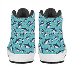 Angry Shark Pattern Print High Top Leather Sneakers