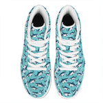 Angry Shark Pattern Print High Top Leather Sneakers