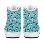 Angry Shark Pattern Print High Top Leather Sneakers