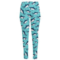 Angry Shark Pattern Print High-Waisted Pocket Leggings