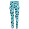 Angry Shark Pattern Print High-Waisted Pocket Leggings