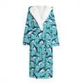 Angry Shark Pattern Print Hooded Bathrobe