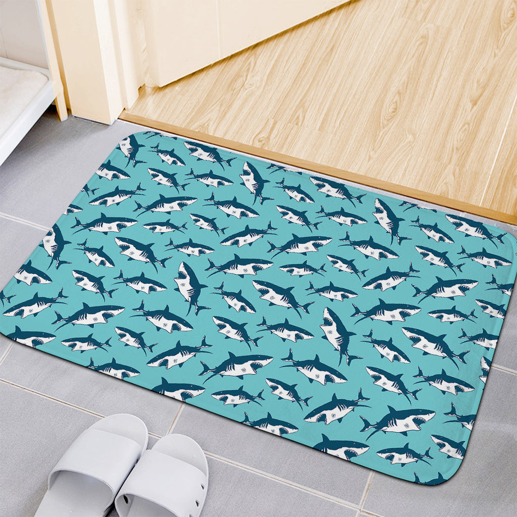 Angry Shark Pattern Print Indoor Door Mat