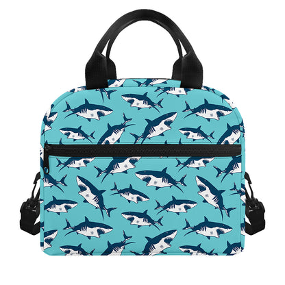 Angry Shark Pattern Print Insulated Lunch Bag