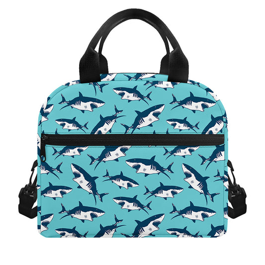 Angry Shark Pattern Print Insulated Lunch Bag
