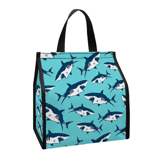 Angry Shark Pattern Print Insulated Lunch Tote