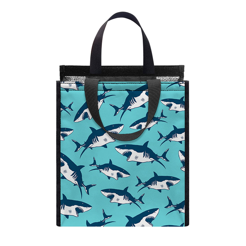 Angry Shark Pattern Print Insulated Lunch Tote