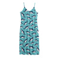 Angry Shark Pattern Print Jersey Midi Cami Dress