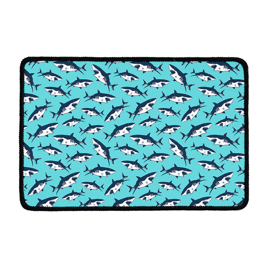 Angry Shark Pattern Print Kitchen Mat