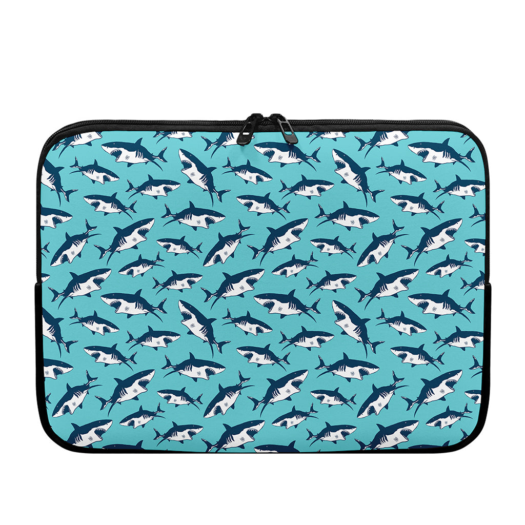 Angry Shark Pattern Print Laptop Sleeve