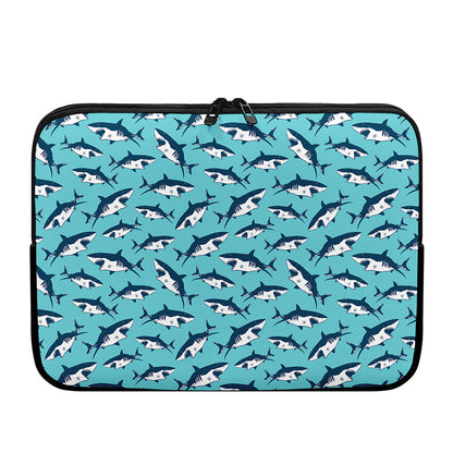 Angry Shark Pattern Print Laptop Sleeve