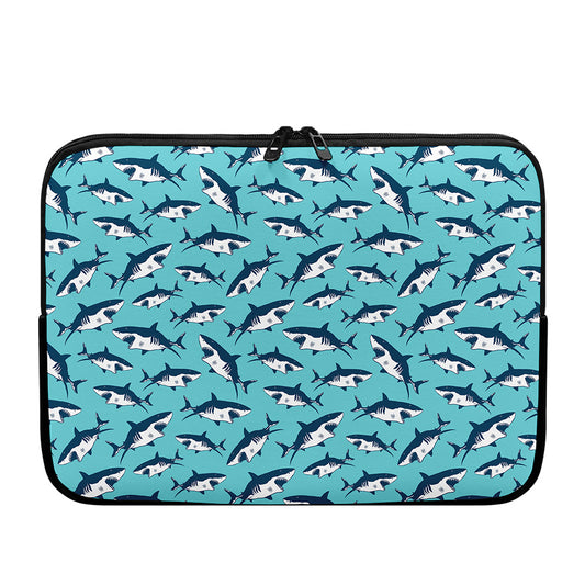 Angry Shark Pattern Print Laptop Sleeve