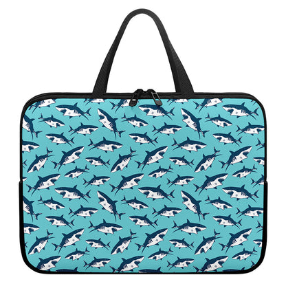 Angry Shark Pattern Print Laptop Sleeve With Handle