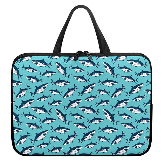 Angry Shark Pattern Print Laptop Sleeve With Handle
