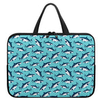 Angry Shark Pattern Print Laptop Sleeve With Handle