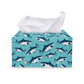 Angry Shark Pattern Print Leather Tissue Box Cover