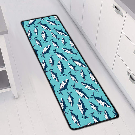Angry Shark Pattern Print Long Kitchen Mat