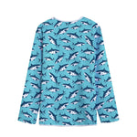 Angry Shark Pattern Print Long Sleeve Short Coat