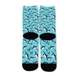 Angry Shark Pattern Print Long Socks