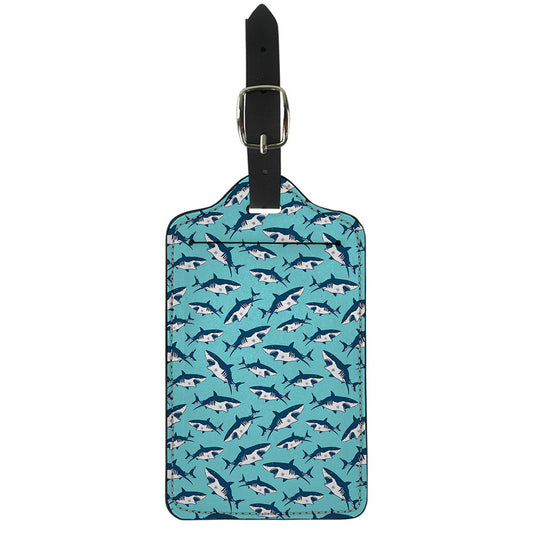 Angry Shark Pattern Print Luggage Tag