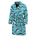 Angry Shark Pattern Print Men's Bathrobe