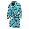 Angry Shark Pattern Print Men's Bathrobe