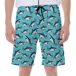 Angry Shark Pattern Print Men's Beach Shorts