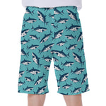 Angry Shark Pattern Print Men's Beach Shorts