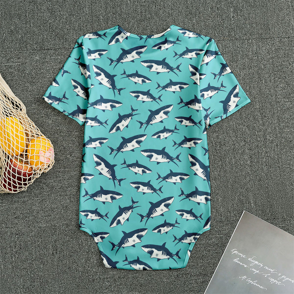 Angry Shark Pattern Print Men's Bodysuit