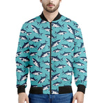 Angry Shark Pattern Print Men's Bomber Jacket