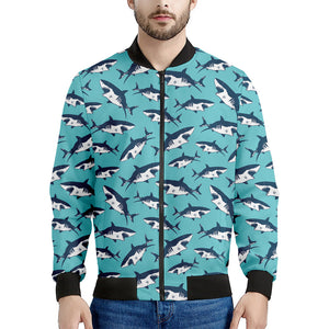 Angry Shark Pattern Print Men's Bomber Jacket