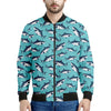 Angry Shark Pattern Print Men's Bomber Jacket