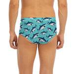 Angry Shark Pattern Print Men's Briefs