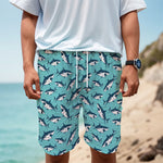 Angry Shark Pattern Print Men's Cargo Shorts