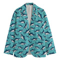 Angry Shark Pattern Print Men's Cotton Blazer