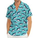 Angry Shark Pattern Print Men's Deep V-Neck Shirt