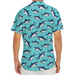 Angry Shark Pattern Print Men's Deep V-Neck Shirt